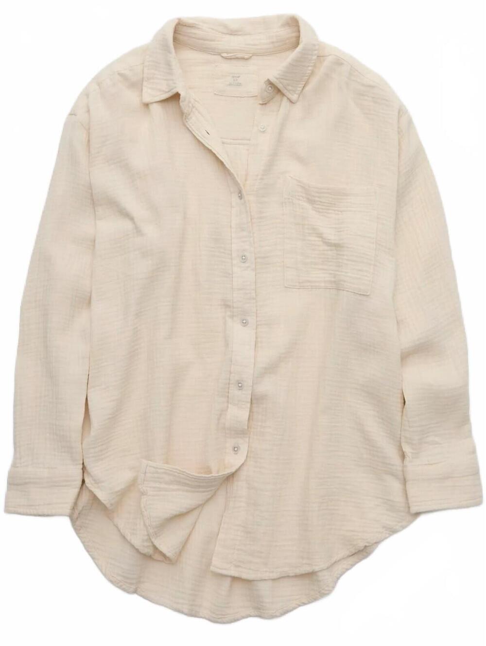 AE Aerie Day-Off Cover Up Shirt American Eagle NWT Cake Batter XL